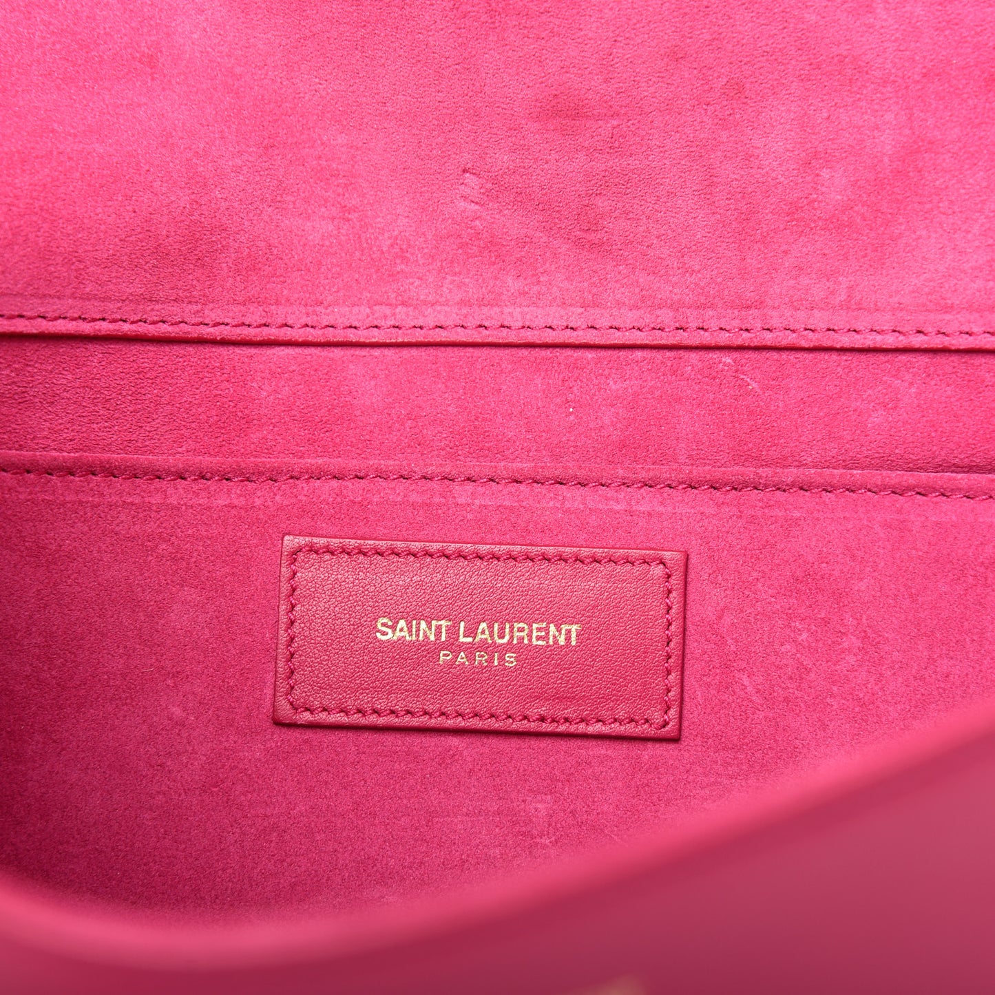 Calfskin Classic Y Ligne Clutch Fuchsia