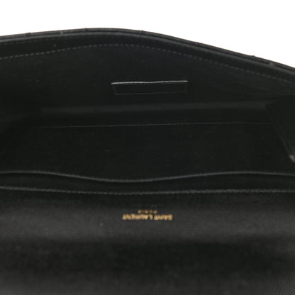 Saint Laurent Grain De Poudre Textured Mixed Matelasse Triquilt Monogram Clutch Black 5 of 10