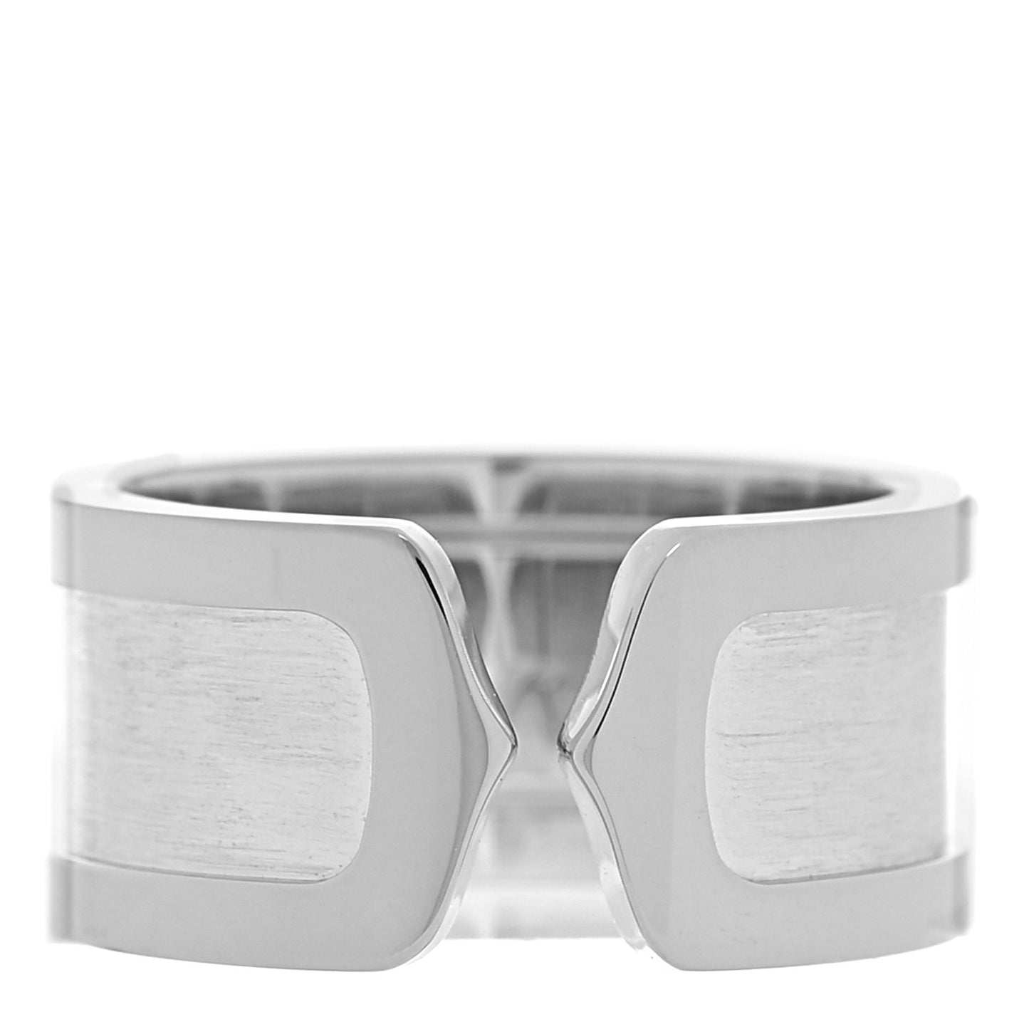 18K White Gold 10mm Logo De Cartier Ring 53 6.5