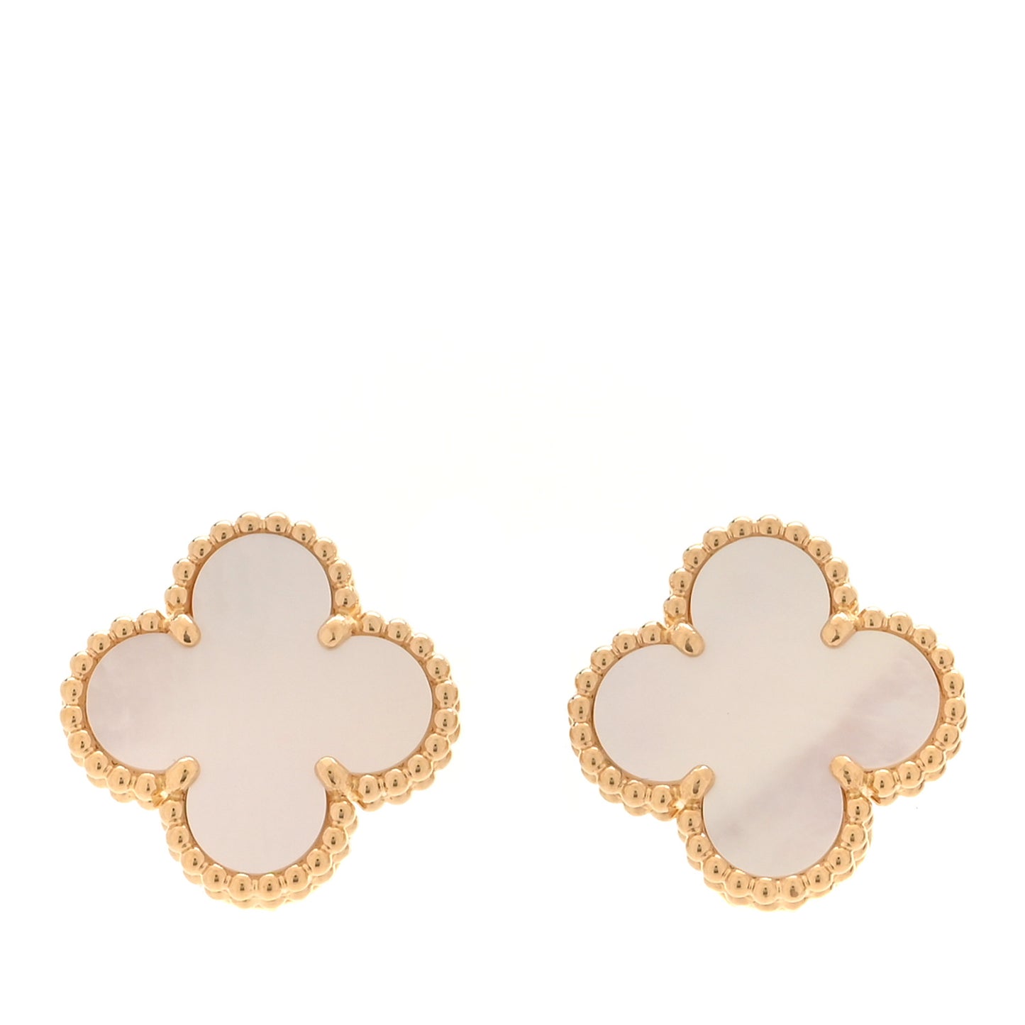 18K Yellow Gold Mother of Pearl Vintage Alhambra Earrings