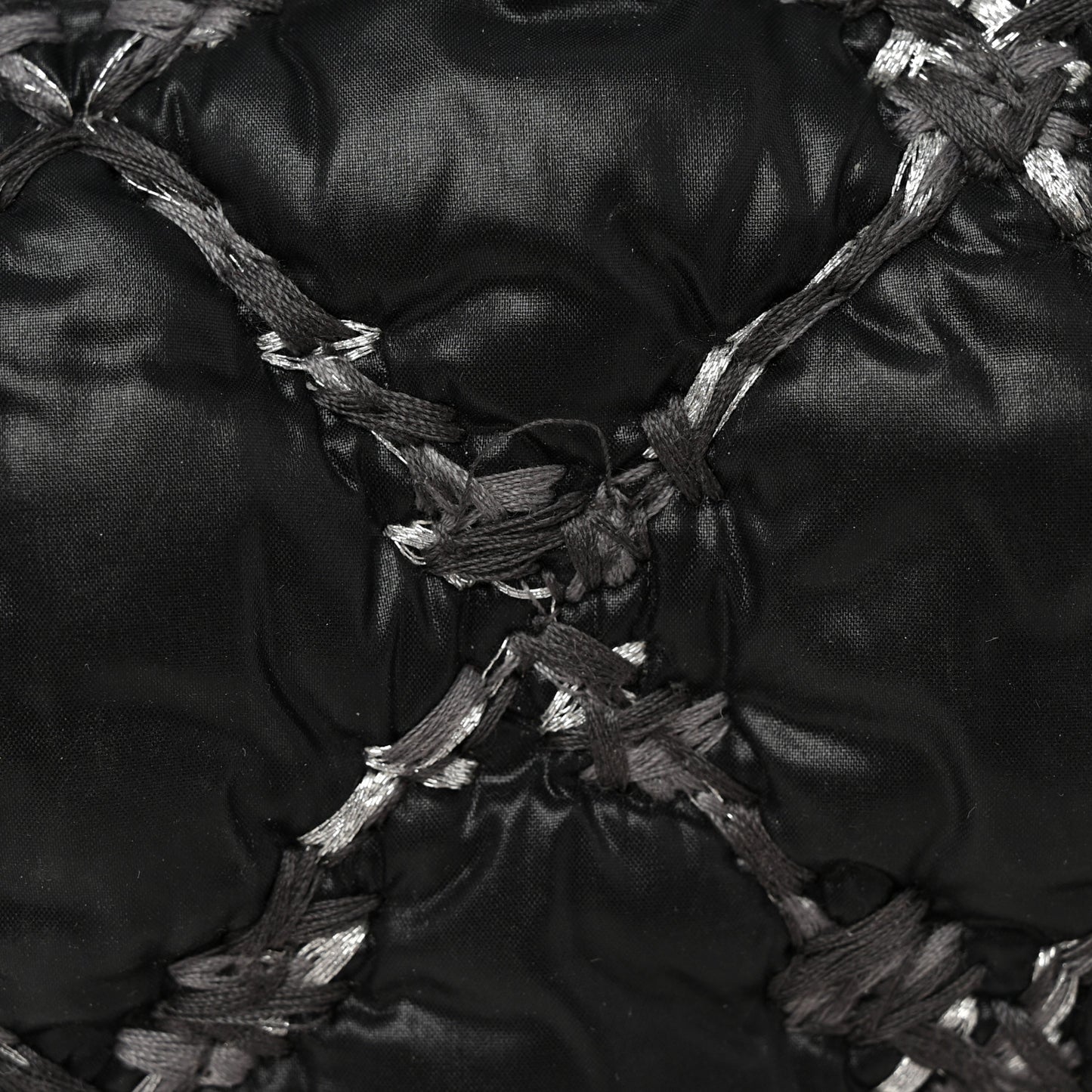 Nylon Quilted Tweed Stitch Bubble Tote Black