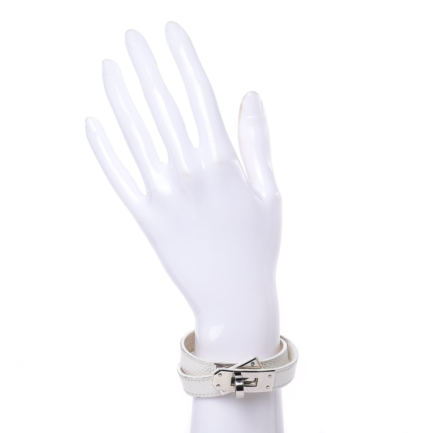 Hermes Epsom Kelly Double Tour Bracelet M White 2 of 8