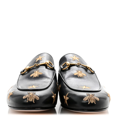 Gucci Goatskin Bee Star Embroidered Womens Princetown Slippers 38.5 Black 3 of 10