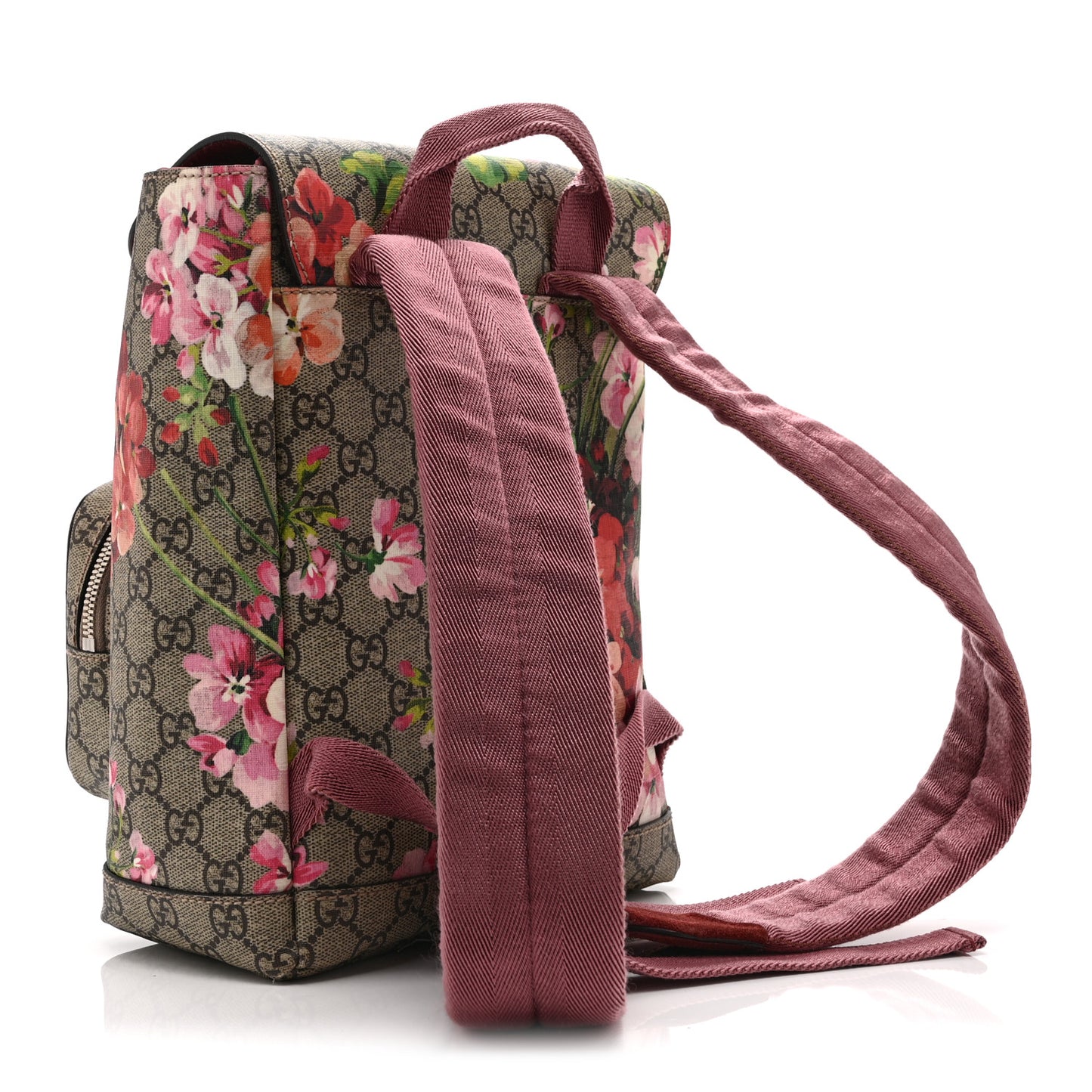 GG Supreme Monogram Blooms Small Single Buckle Backpack Beige Multicolor Dry Rose