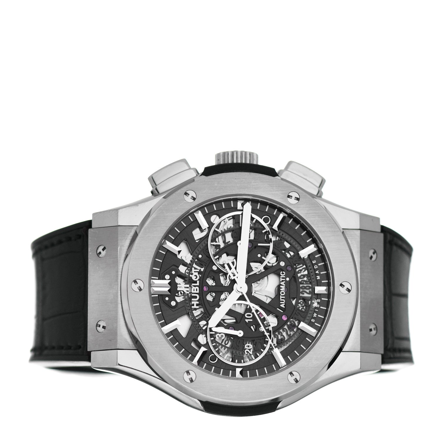 Hublot Titanium Alligator 45mm Classic Fusion Aerofusion Chronograph Automatic Watch Black 525.NX.0170.LR 2 of 5