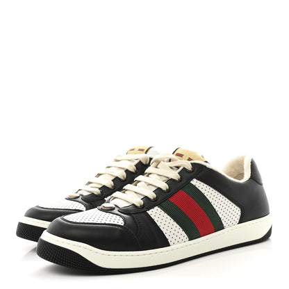 Gucci Calfskin Web Mens Screener Sneakers 9.5 Black White 4 of 11