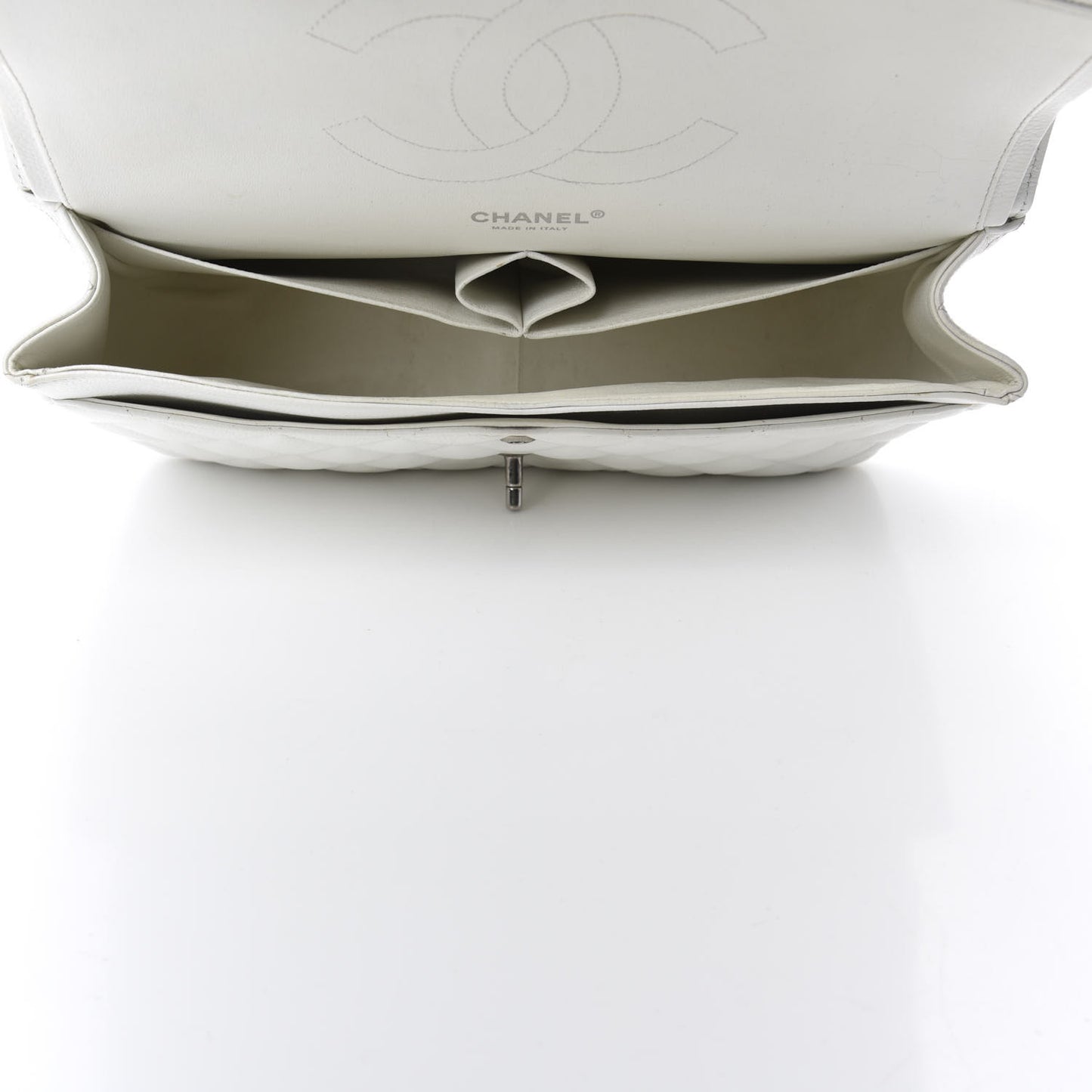 Caviar Quilted Jumbo Double Flap White