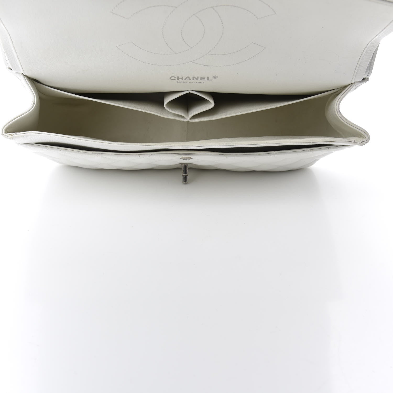 Chanel Caviar Quilted Jumbo Double Flap White 5 of 16