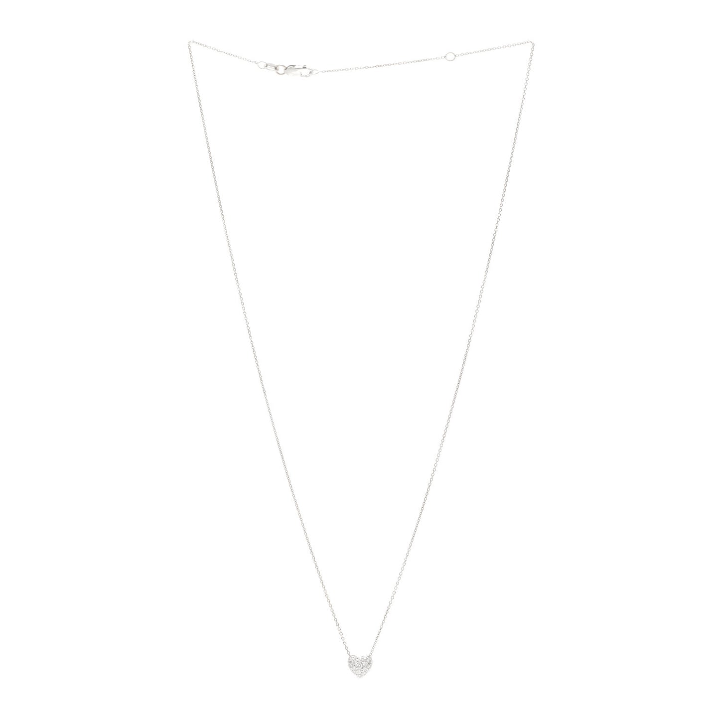 18K White Gold Diamond Tiny Treasures Puffed Heart Pendant Necklace