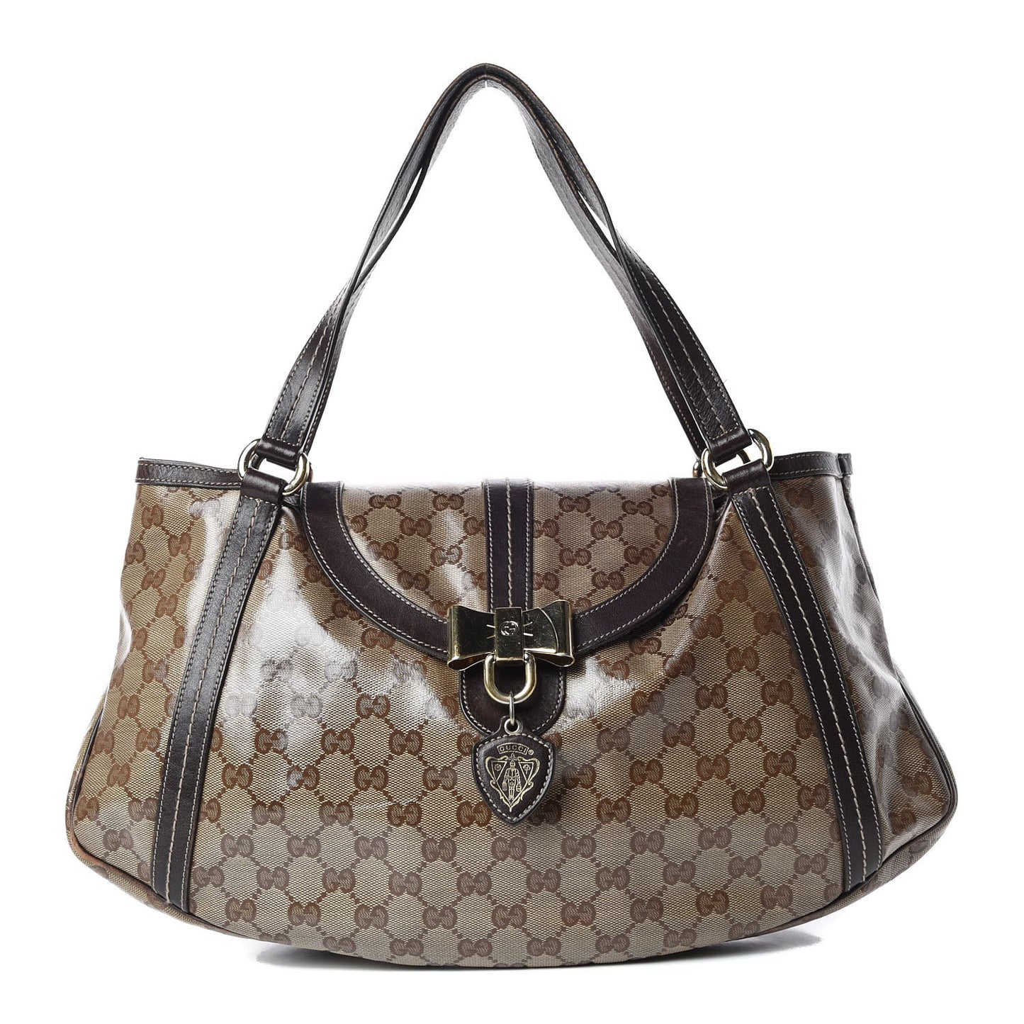 Crystal Monogram Duchessa Flap Shoulder Bag Dark Brown