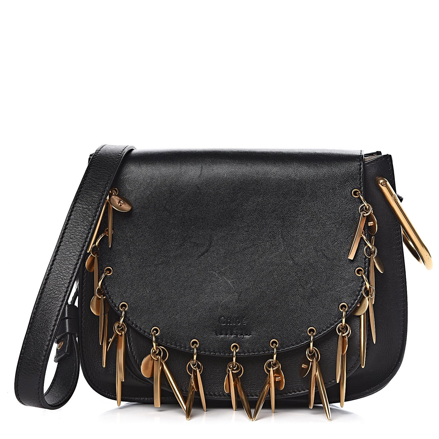 Chloe Calfskin Small Charm Hudson Shoulder Bag Black 1 of 15