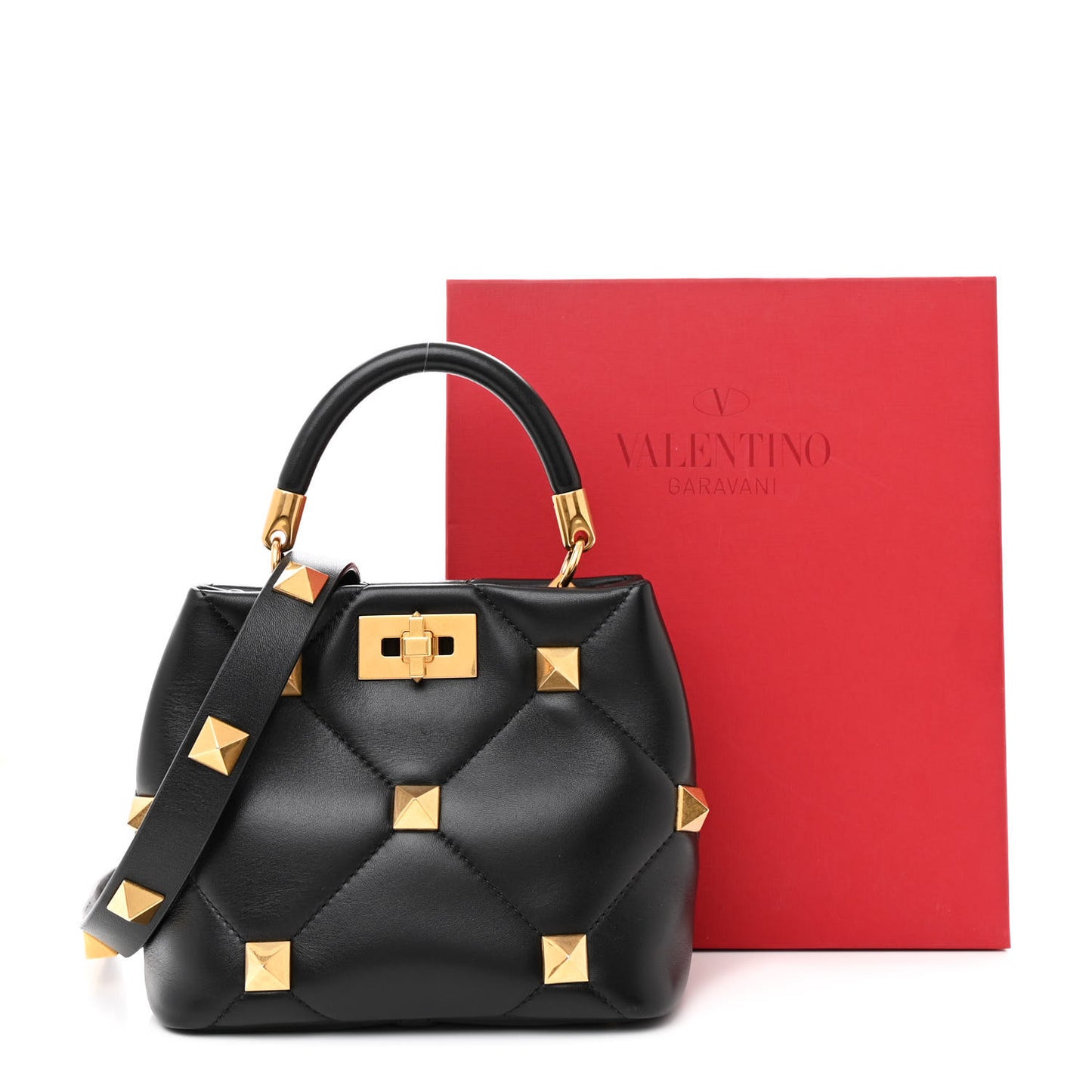 Nappa Small Roman Stud The Handle Bag Black