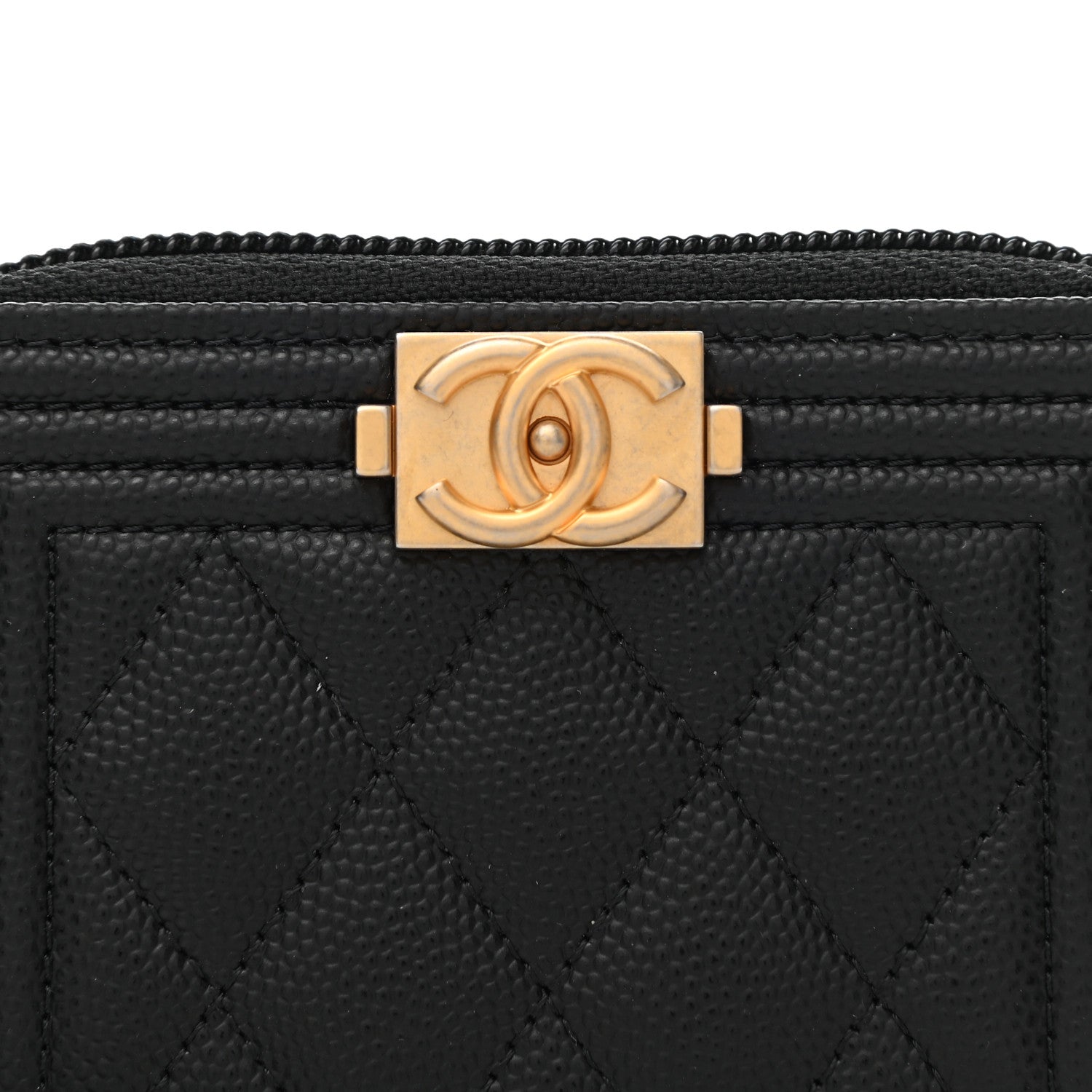 Chanel Caviar Quilted Boy Zip Around Coin Purse Wallet Black 8 of 9