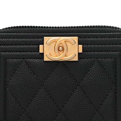 Chanel Caviar Quilted Boy Zip Around Coin Purse Wallet Black 8 of 9