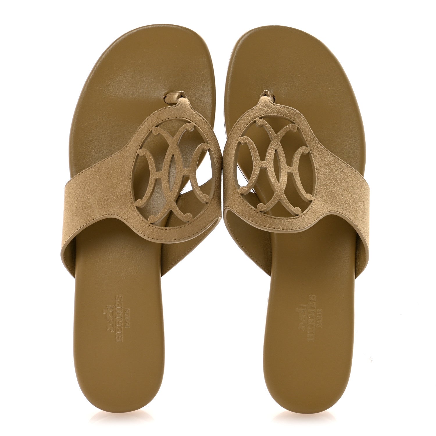 Hermes Suede Goatskin Womens Mage Sandals 38.5 Beige Albatre 2 of 9
