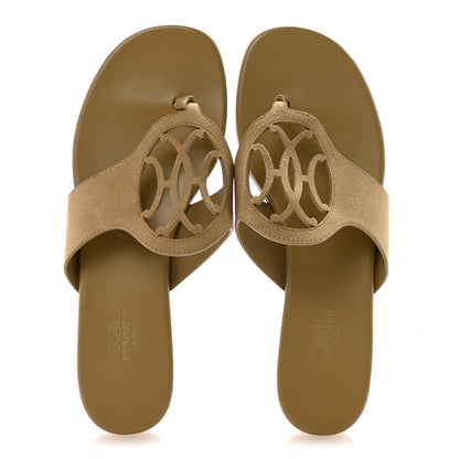 Hermes Suede Goatskin Womens Mage Sandals 38.5 Beige Albatre 2 of 9