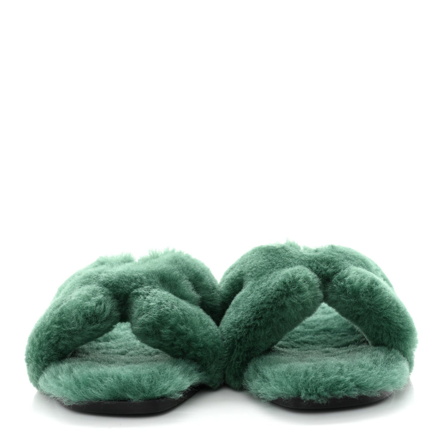 Hermes Woolskin Oran Sandals 37 Vert Anglais 2 of 6