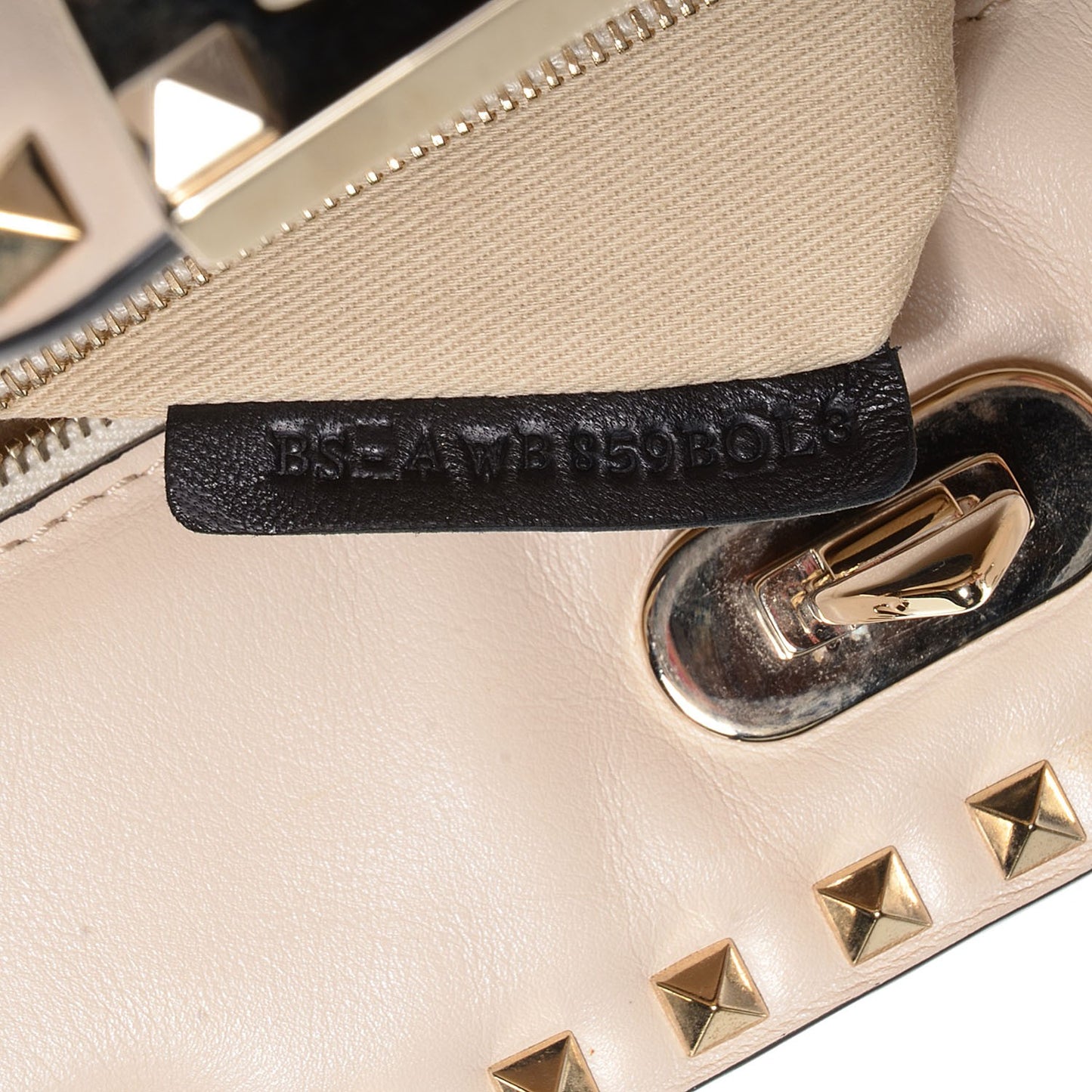 Vitello Rockstud Shoulder Satchel Ivory