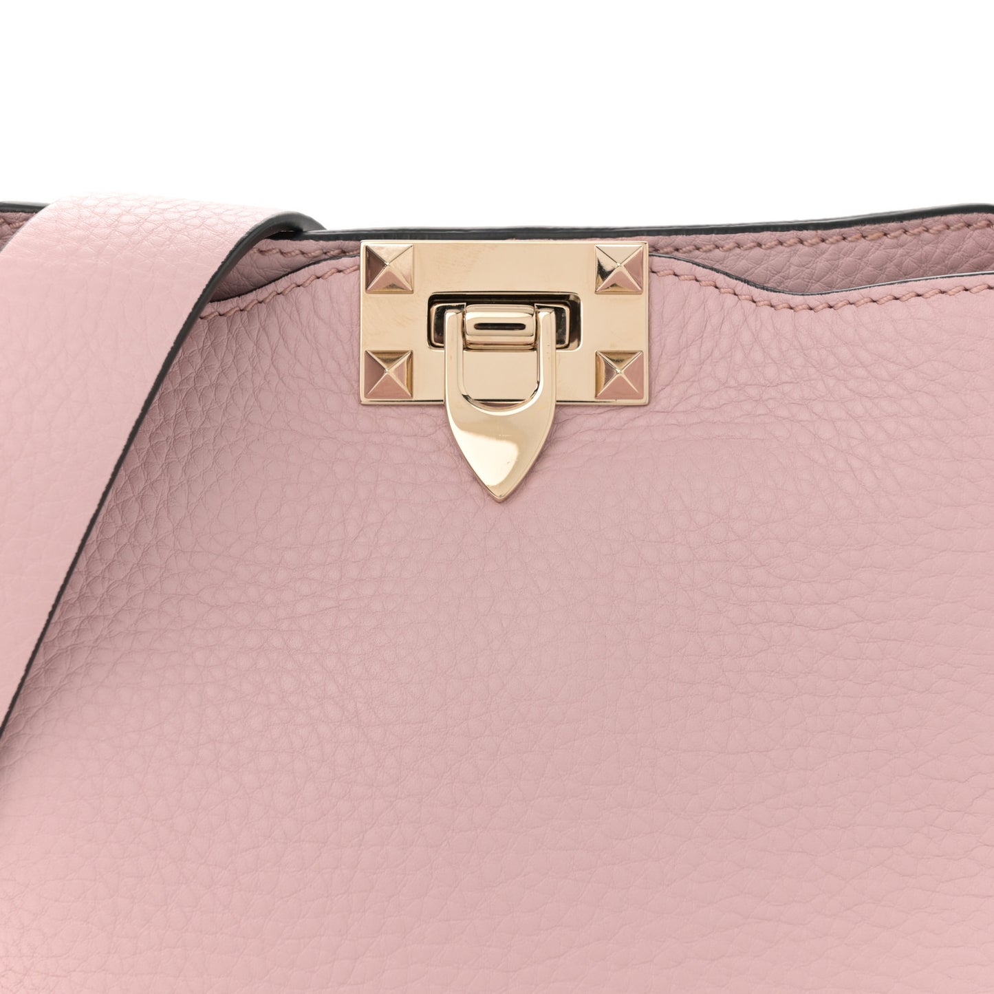 Pebbled Calfskin Mini Rockstud Flip-Lock Messenger Bag Water Rose