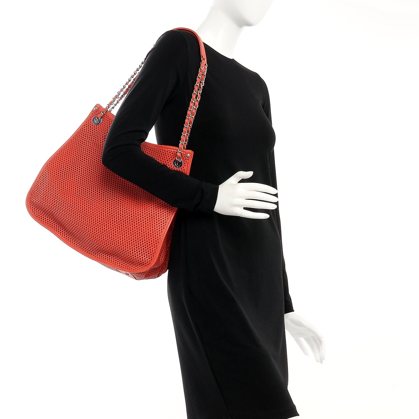 Calfskin Perforated Up In The Air Shoulder Bag Red