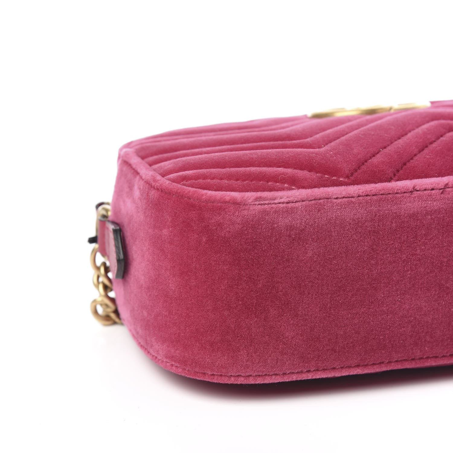 Gucci Velvet Matelasse Small GG Marmont Chain Shoulder Bag Light Raspberry Rose 8 of 10