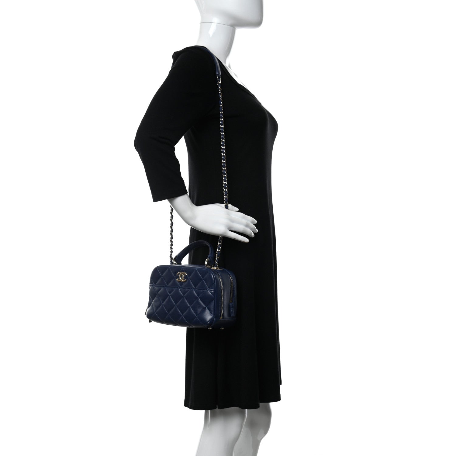 Chanel Lambskin Quilted Small Trendy CC Bowling Bag Navy 2 of 11