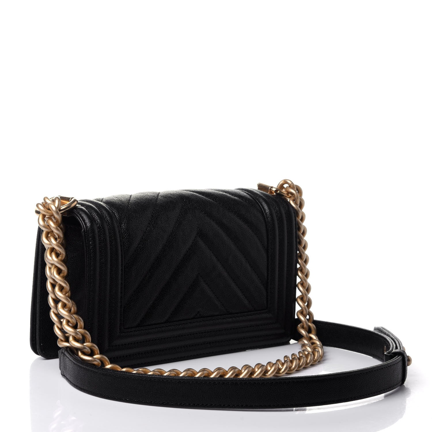Chanel Caviar Chevron Quilted Small Boy Flap Black 2 of 4