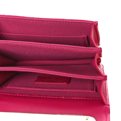 Chanel Lambskin Quilted Top Handle Flap Clutch With Chain Fuchsia 5 of 10