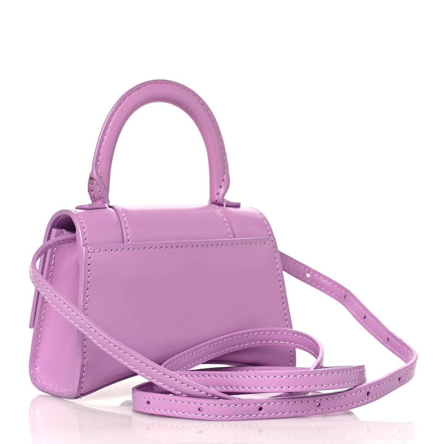 Shiny Box Calfskin Tonal B Hourglass Top Handle Bag Mini Lilac