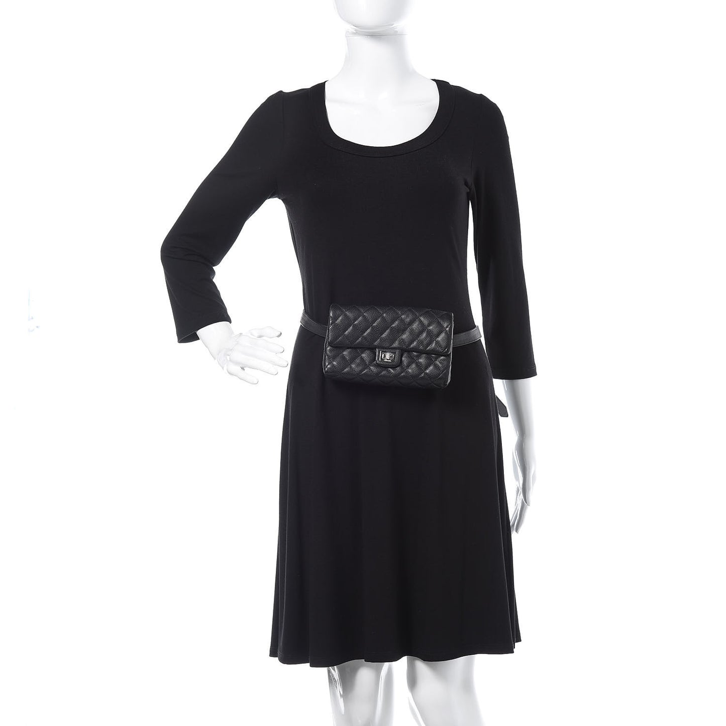 Grained Calfskin Quilted 2.55 Reissue Flap Belt Bag Clutch Black