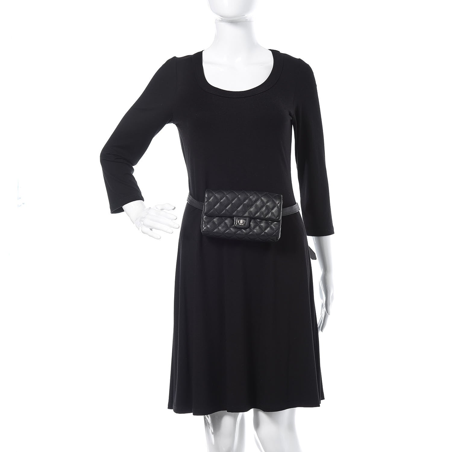 Chanel Grained Calfskin Quilted 2.55 Reissue Flap Belt Bag Clutch Black 2 of 9