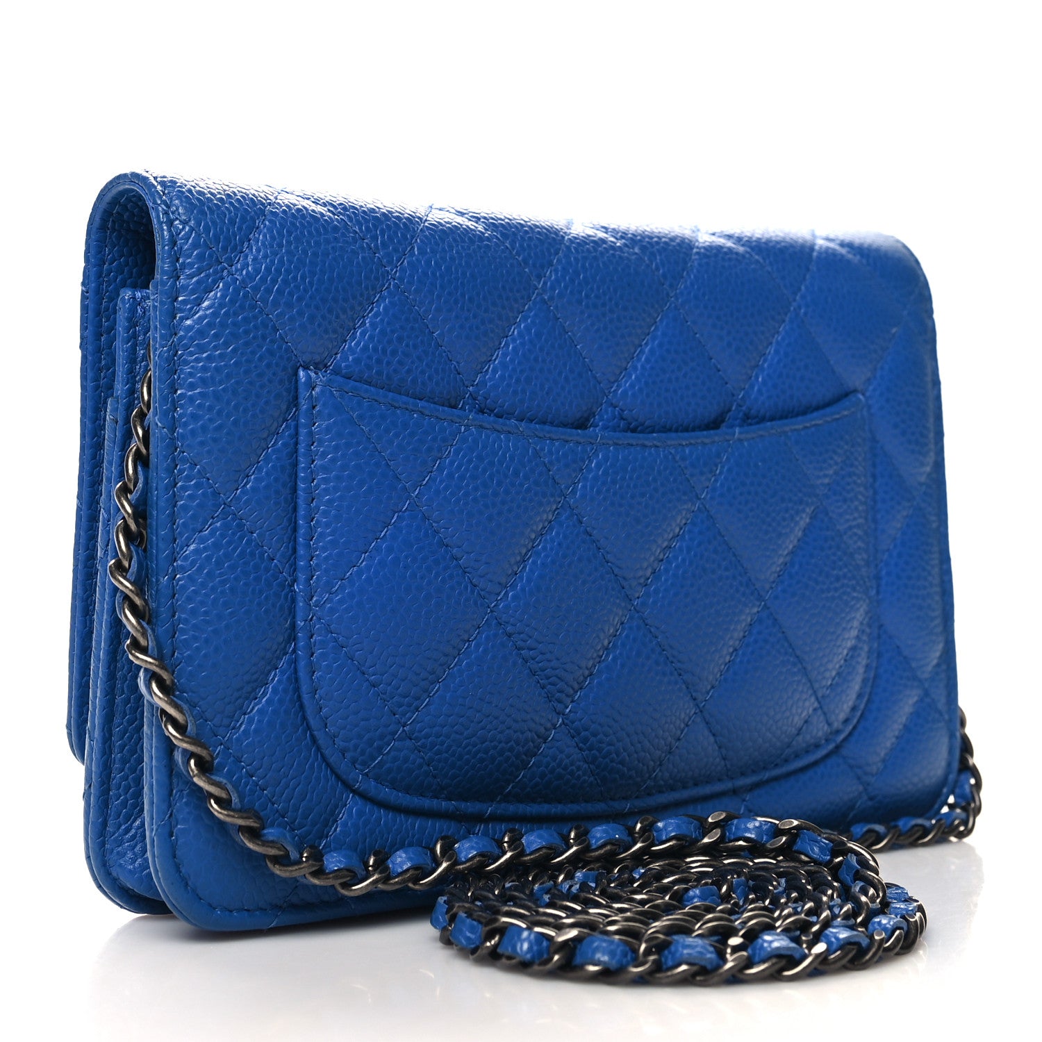 Chanel Caviar Quilted Wallet on Chain WOC Blue 3 of 12