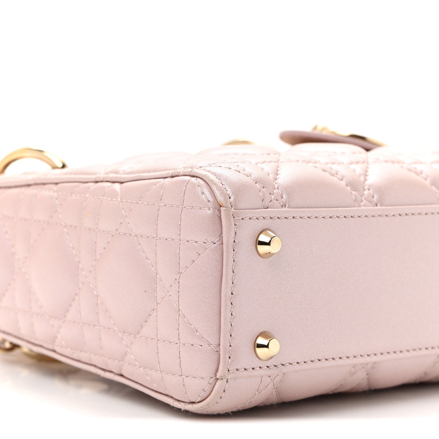 Metallic Lambskin Cannage Mini Lady Dior Lotus