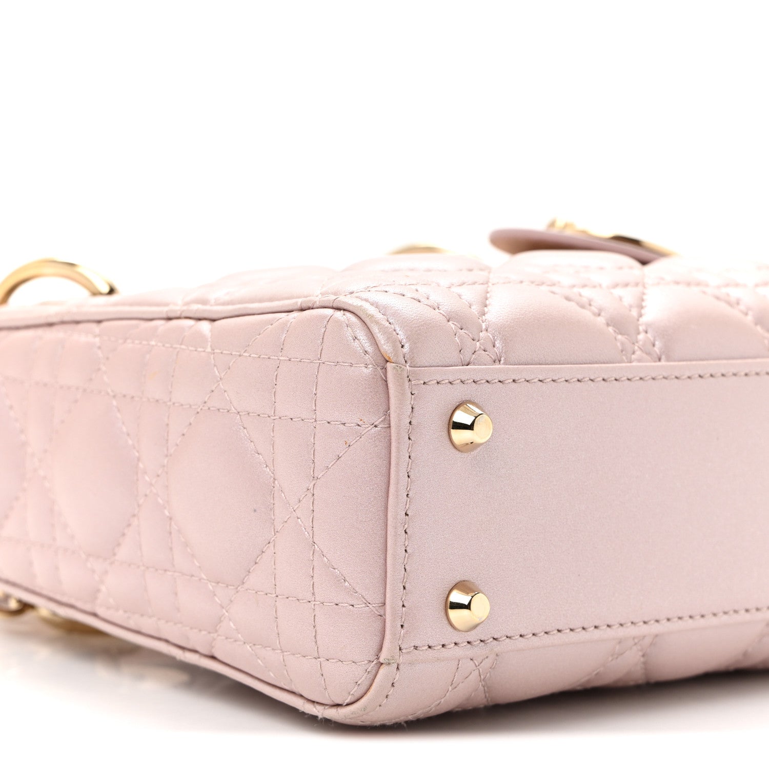 Christian Dior Metallic Lambskin Cannage Mini Lady Dior Lotus 9 of 11