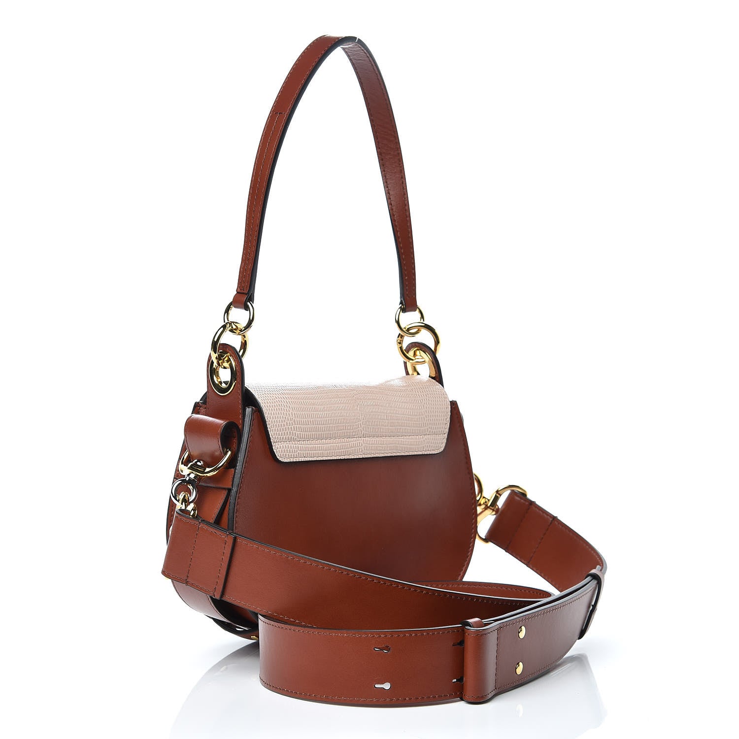 Chloe Calfskin Crocodile Embossed Small Tess Bag Pink Red 3 of 9