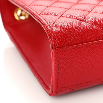 Saint Laurent Grain De Poudre Textured Mixed Matelasse Triquilt Medium Monogram Satchel New Red 7 of 8