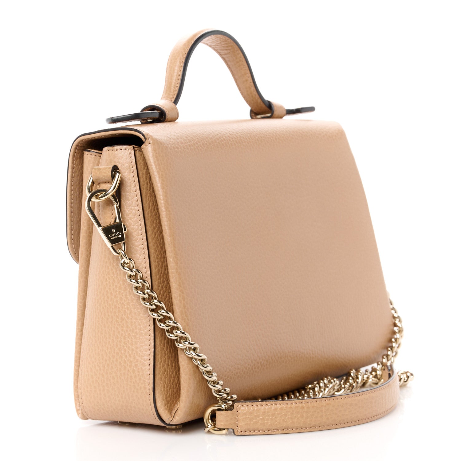 Gucci Dollar Calfskin Interlocking G Top Handle Shoulder Bag Camelia 3 of 10