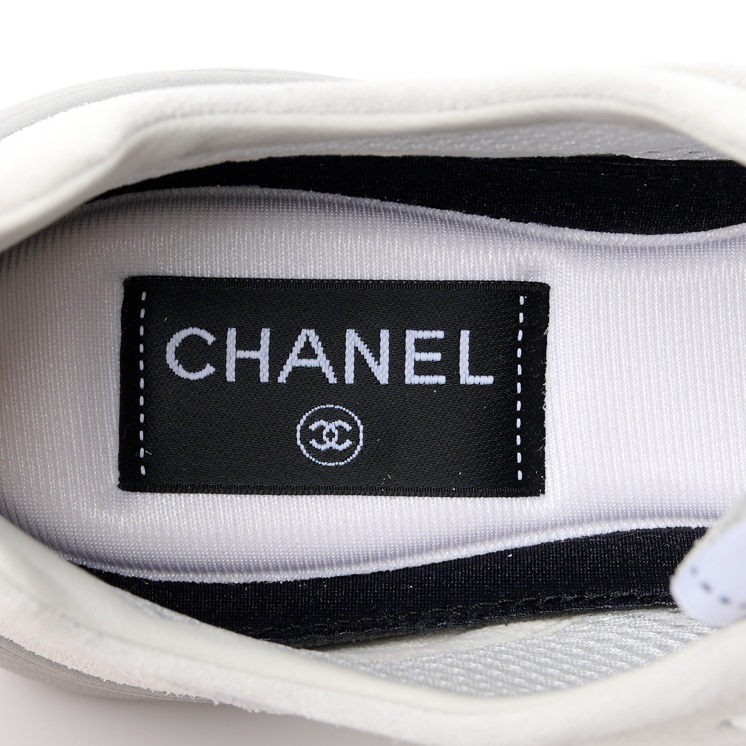 Chanel Laminated Calfskin Suede CC Sneakers 37 Silver Light Grey 7 of 9