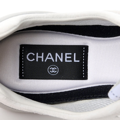 Chanel Laminated Calfskin Suede CC Sneakers 37 Silver Light Grey 7 of 9