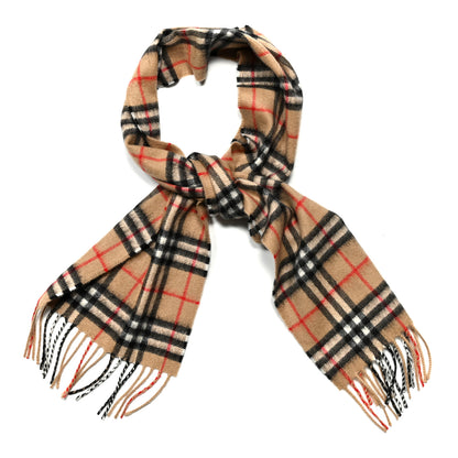 Burberry Cashmere Vintage Check Fringe Scarf Archive Beige 1 of 3