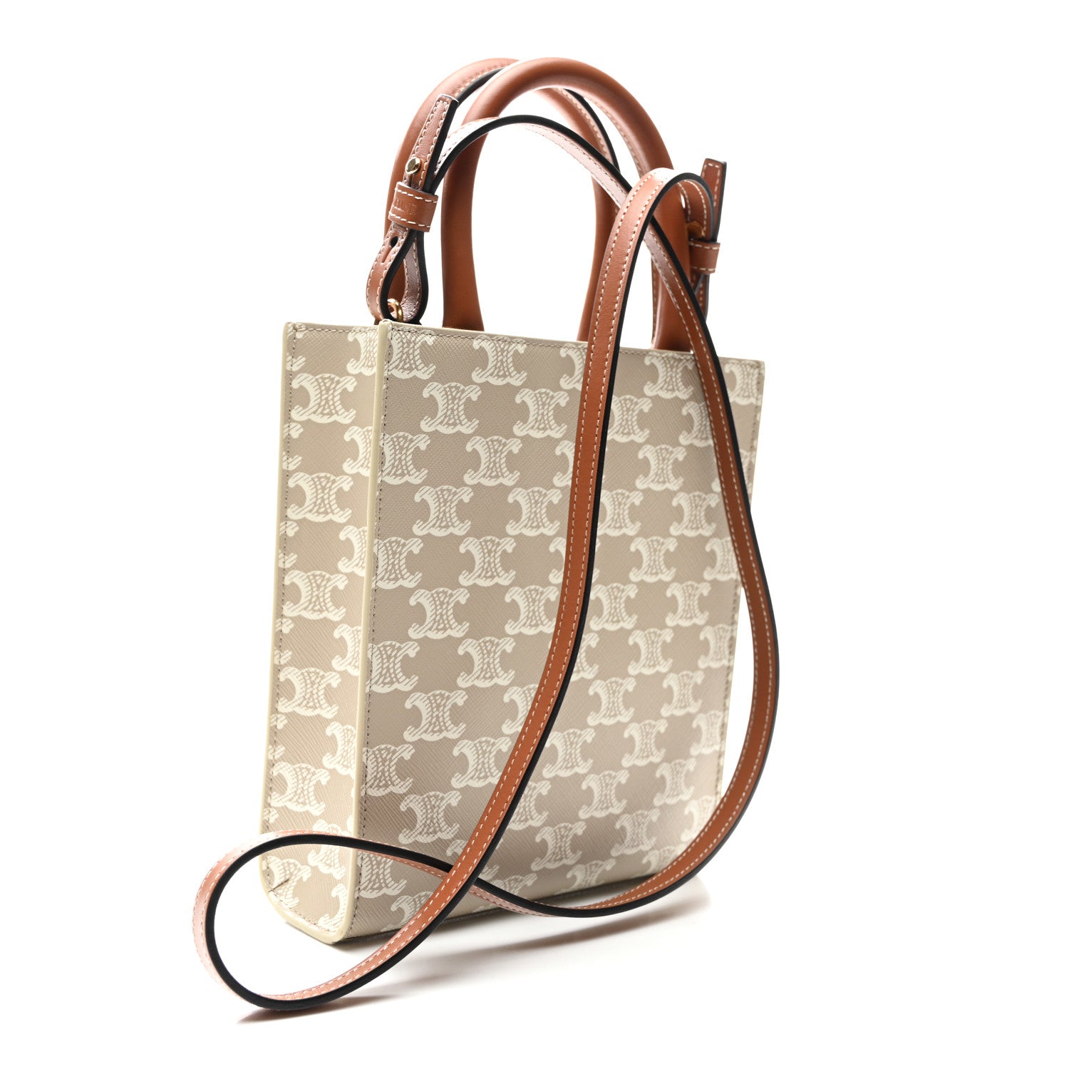 Celine Triomphe Canvas Calfskin Mini Vertical Cabas Grege 3 of 8