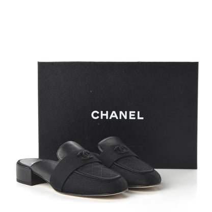 Chanel Lambskin Grosgrain Cap Toe CC Mules 36.5 Black 9 of 9