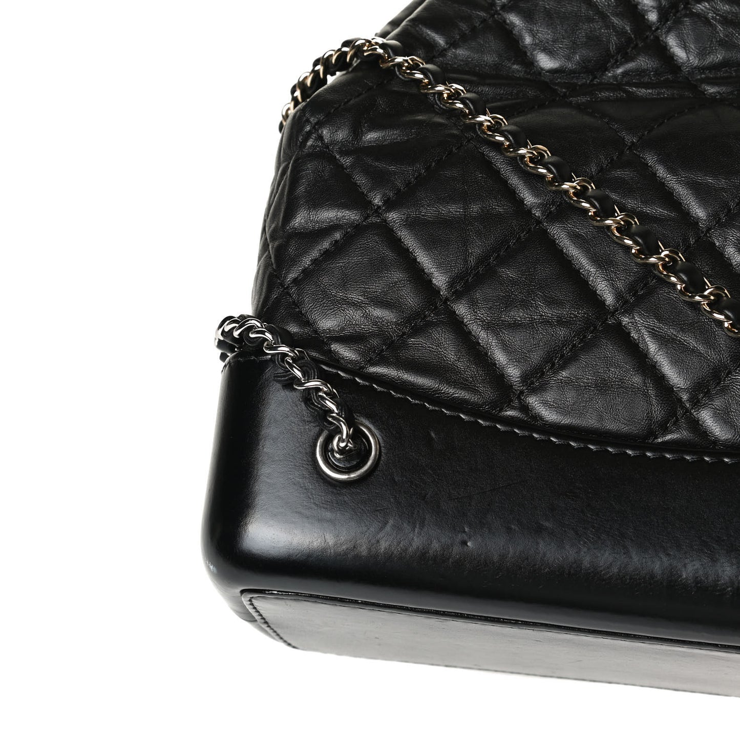 Aged Calfskin Quilted Small Gabrielle Backpack Black