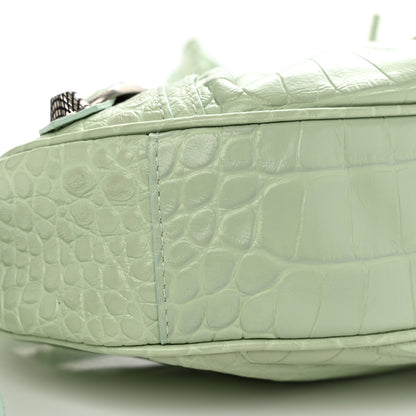 Balenciaga Extra Supple Calfskin Crocodile Embossed Le Cagole Shoulder Bag XS Light Green 9 of 10