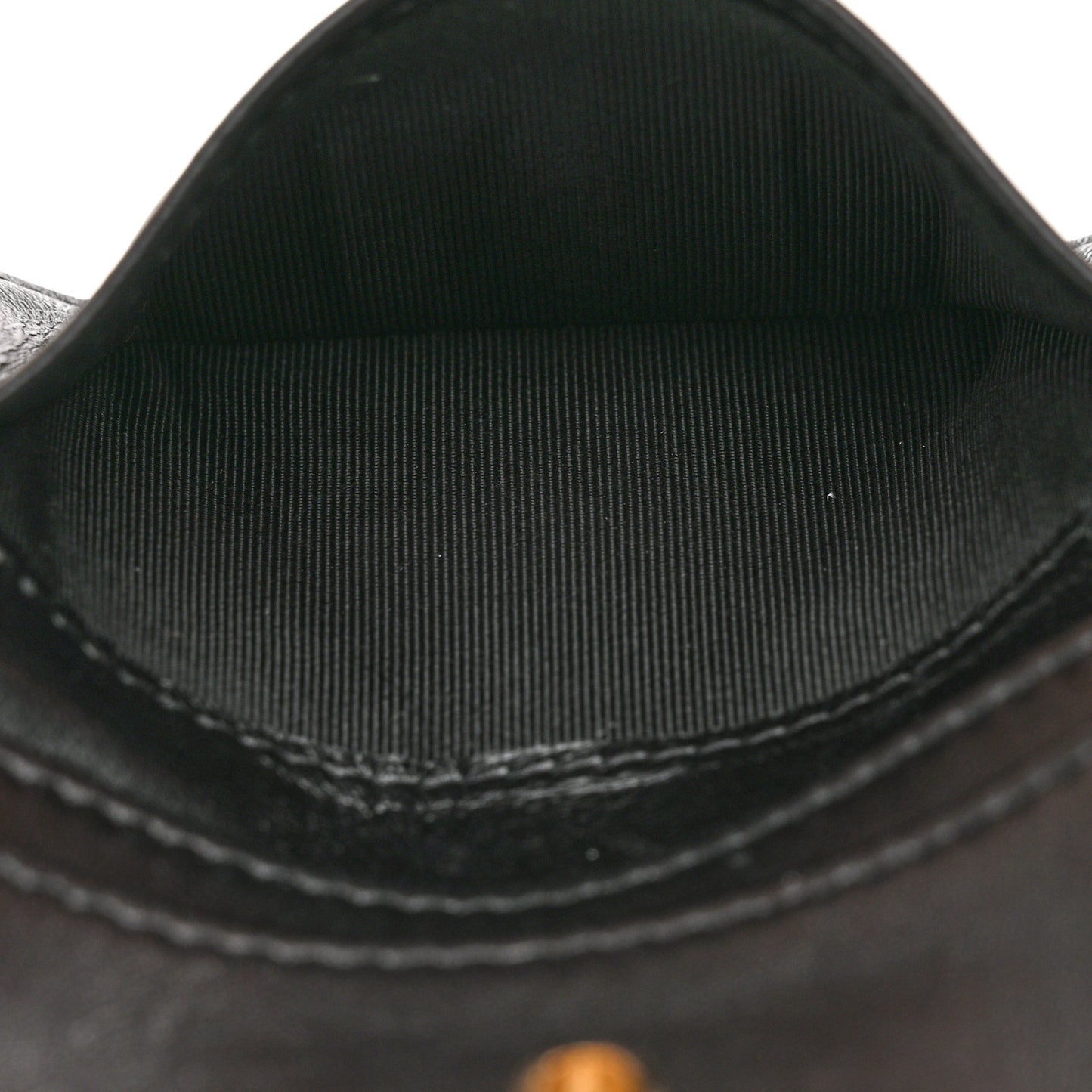 Lambskin Quilted Flap Card Holder Black