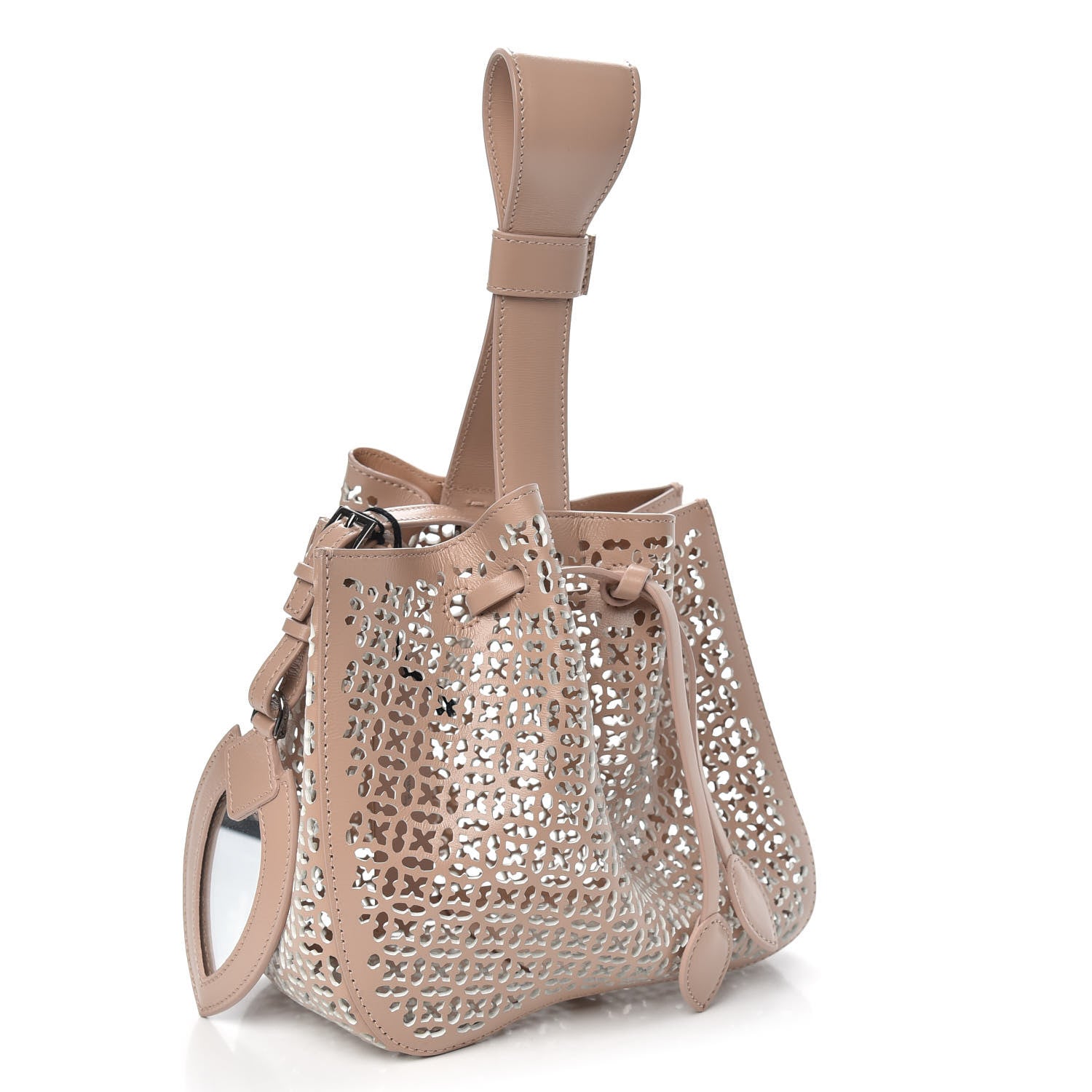 Alaia Calfskin Laser Cut Grille Rose-Marie 19 Bag Sable 3 of 8