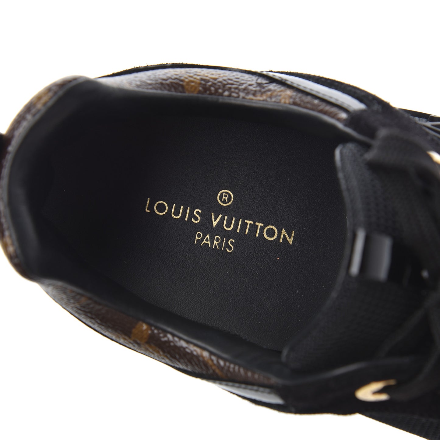 Suede Monogram Run Away Sneakers 38 Black