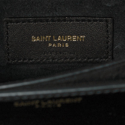 Saint Laurent Calfskin Crocodile Embossed Medium Monogram Sunset Black 5 of 7