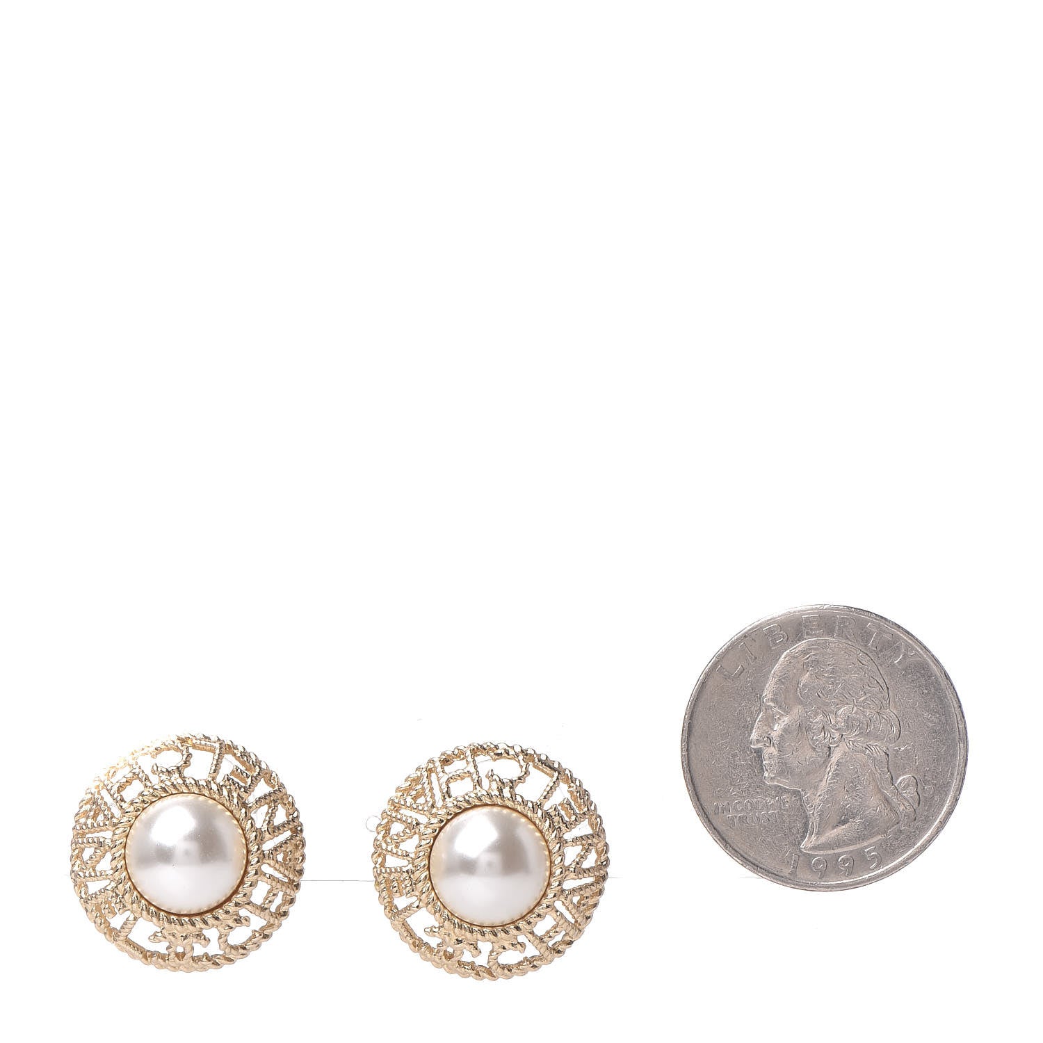 Chanel Pearl CC Round Rope Logo Earrings Gold 2 of 5