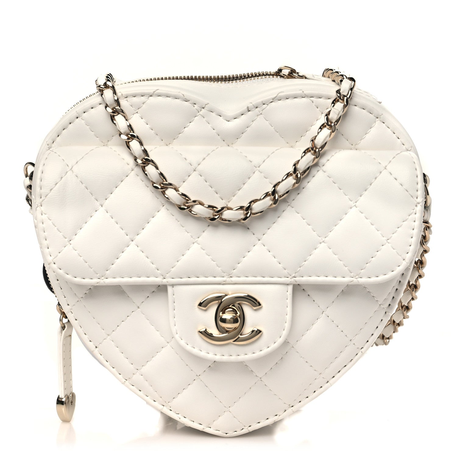 Chanel Lambskin Quilted CC In Love Heart Bag White 1 of 10
